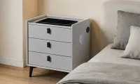Noptieră Smart Multifuncțională KJN5754 Gri 3 Sertare