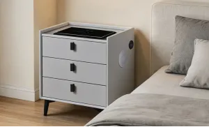 Noptieră Smart Multifuncțională KJN5754 Gri 3 Sertare
