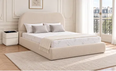 Pat Tapițat cu Somieră Rabatabilă KJB3861, Bej 160x200 