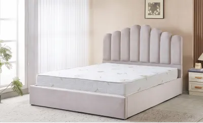 Pat Tapițat cu Somieră Rabatabilă KJB5462, Gri 160x200 