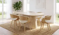 Set Masă Living DTW0801MC Bej cu 6 Scaune JY1829-7 Bej