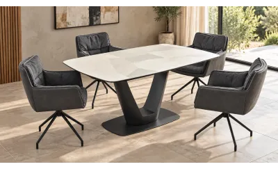 Set Masă Extensibilă CT139 cu 4 Scaune KJC389 Negre