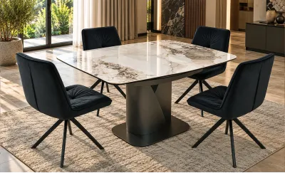 Set Masă Extensibilă CT111 cu 4 Scaune KJC356 Negre
