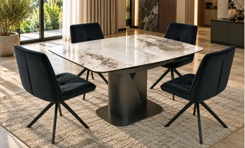 Set Masă Extensibilă CT111 cu 4 Scaune KJC356 Negre