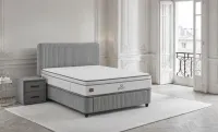 Set Pat Tapitat cu Saltea Bella Grey 160x200