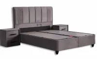 Set Pat Tapitat cu Saltea Belicia Gri, 160 x 200  4