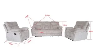 Set canapea cu 2 fotolii, sistem recliner manual Havana, Bej
