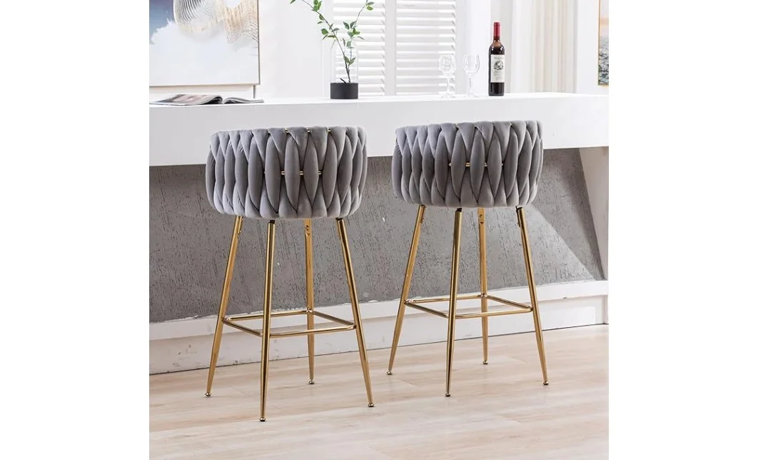 Scaun Bar KJC365 Gri & Picioare Aurii 6