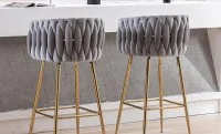 Scaun Bar KJC365 Gri & Picioare Aurii 6