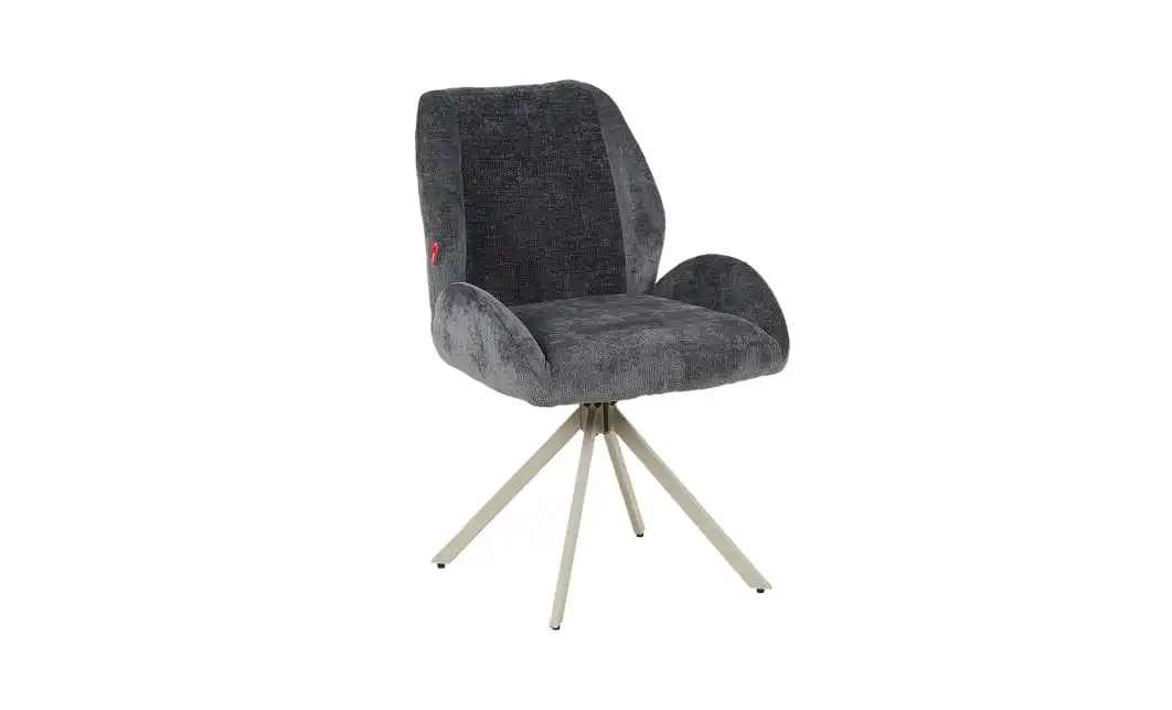 Set Masă Living Extensibilă Bej DTM0405CS Blat Ceramic cu 6 Scaune Rotative DCM0104CS Gri 7