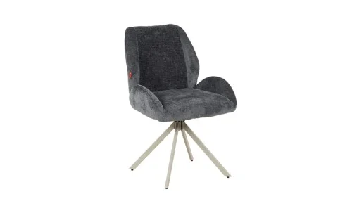 Set Masă Living Extensibilă Bej DTM0405CS Blat Ceramic cu 6 Scaune Rotative DCM0104CS Gri