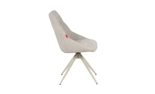Set Masă Living Extensibilă KJT380 Blat Lucios Alb cu 4 Scaune Rotative DCM0108CS Gri Deschis