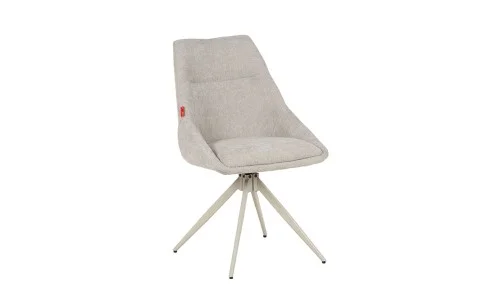 Set Masă Living Extensibilă KJT380 Blat Lucios Alb cu 4 Scaune Rotative DCM0108CS Gri Deschis