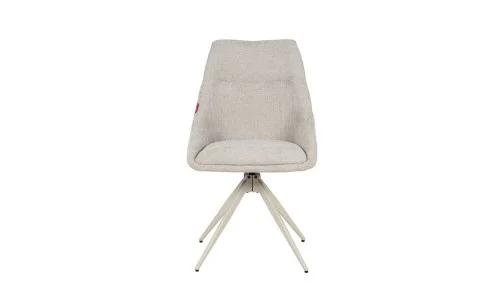 Set Masă Living Extensibilă KJT380 Blat Lucios Alb cu 4 Scaune Rotative DCM0108CS Gri Deschis