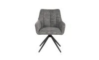 Set Masă Living Extensibilă Blat Ceramic Negru/Auriu DTM0105CS cu 6 Scaune DCM0112AS Gri