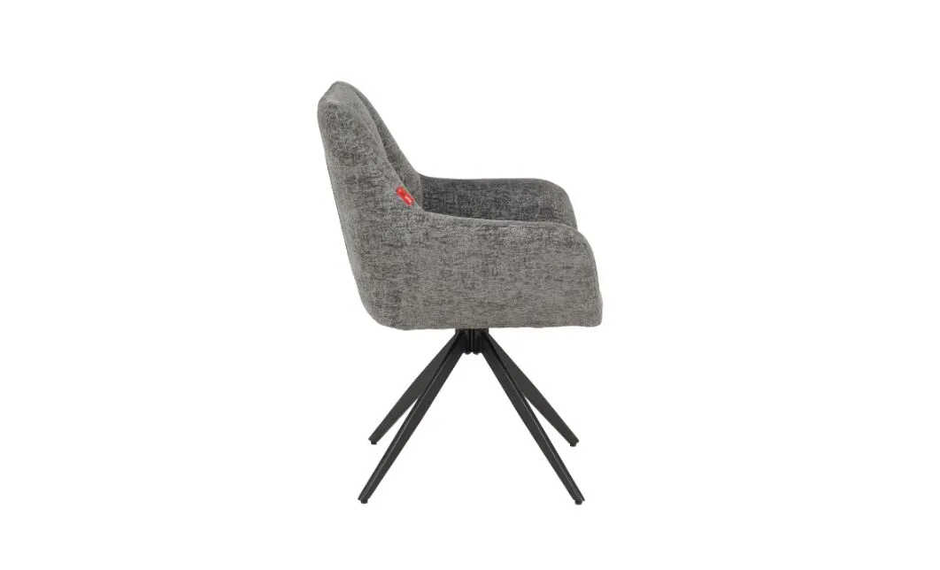 Set Masă Living Extensibilă Blat Ceramic Negru/Auriu DTM0105CS cu 6 Scaune DCM0112AS Gri