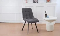 Set Masă Living Extensibilă DTM0101CS Bej cu 4 Scaune Tapițate DCM1801CF Gri