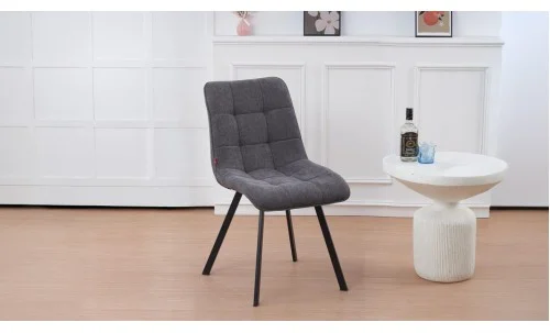 Set Masă Living Extensibilă DTM0101CS Bej cu 4 Scaune Tapițate DCM1801CF Gri