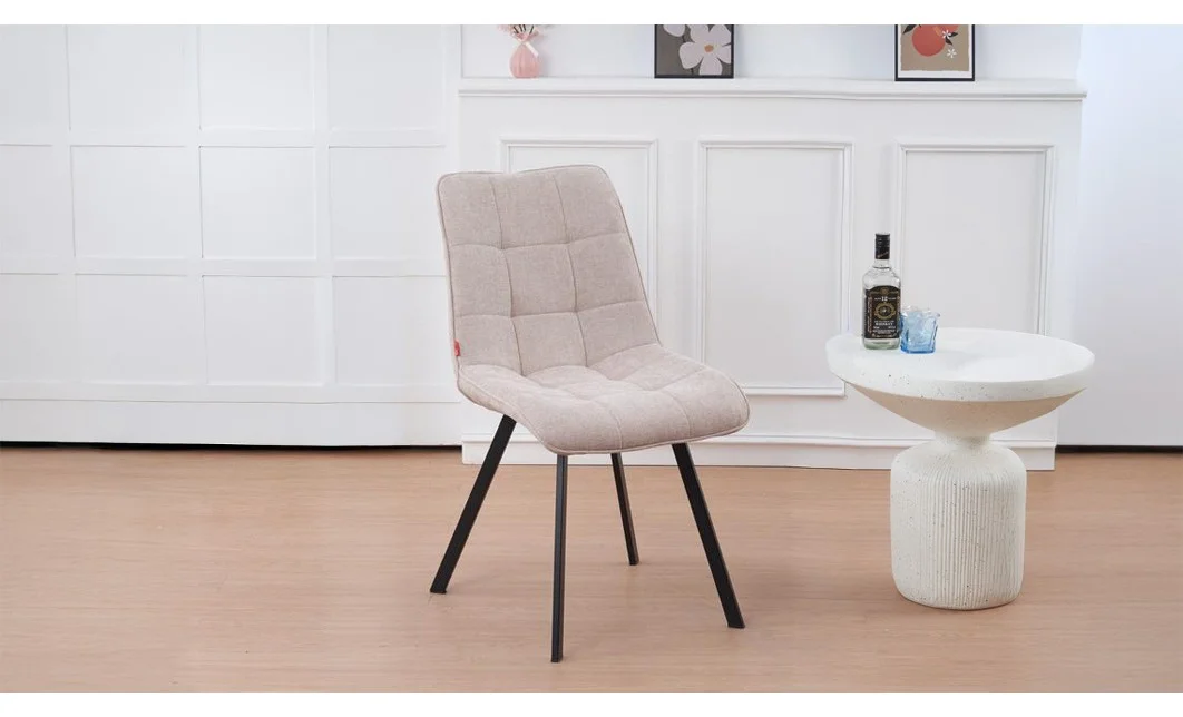 Set Masă Living Extensibilă DTM0101CS Bej cu 6 Scaune Tapițate DCM1801CF Bej