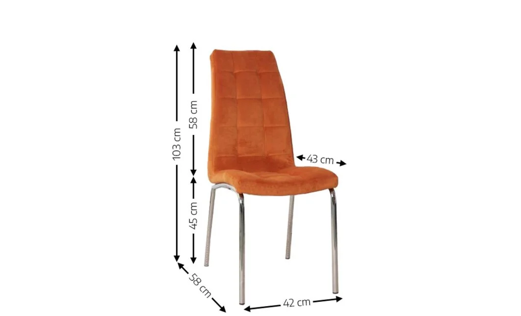 Set Masă Living Extensibilă DTM0101 Blat Ceramic Gri cu 4 Scaune Tapițate F630 Portocalii 5