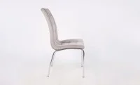 Set Masă Living Extensibilă Blat Ceramic KJT416 Alb-Cappuccino cu 4 Scaune F630 Gri