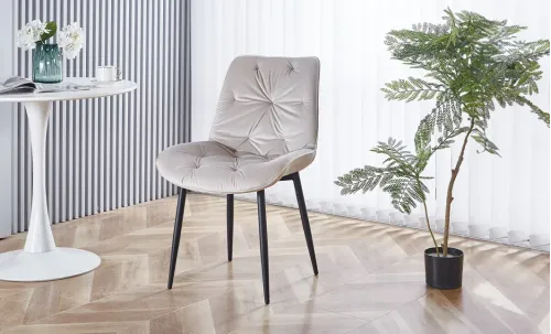Set Masă Living Extensibilă KJT417 Albă cu 4 Scaune KJC0357 Bej