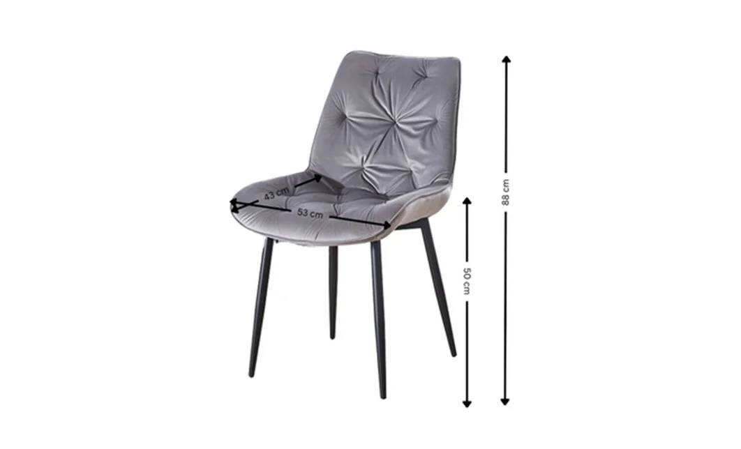 Set Masă Living Extensibilă Blat Ceramic KJT416 Alb-Cappuccino cu 4 Scaune KJC0357 Gri 5