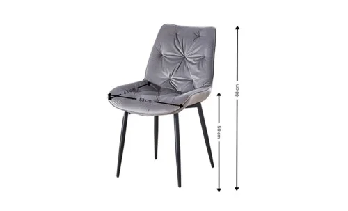 Set Masă Living Extensibilă Blat Ceramic KJT416 Alb-Cappuccino cu 4 Scaune KJC0357 Gri