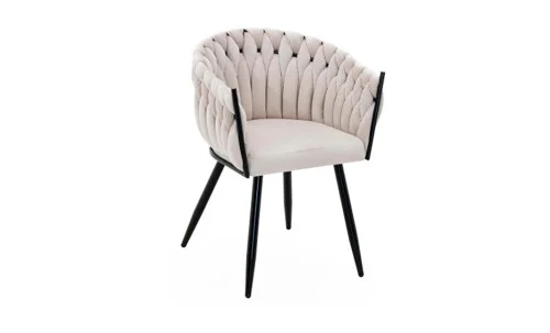 Set Masă Living Extensibilă CT163 Blat Ceramic Alb cu 4 Scaune KJC11 Bej