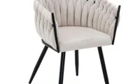 Set Masă Living Extensibilă CT242 Blat Sticlă Securizată cu 6 Scaune KJC11 Bej