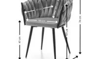 Set Masă Living Extensibilă Blat Ceramic Negru/Auriu DTM0105CS cu 6 Scaune KJC11 Bej