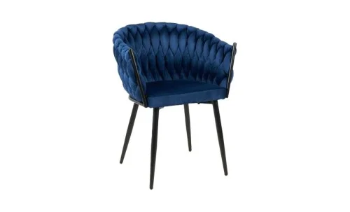 Set Masă Living Extensibilă CT163 Blat Ceramic Alb cu 4 Scaune KJC11 Albastre