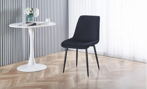 Set Masă Living Extensibilă KJT417 Albă cu 6 Scaune KJC176 Negre