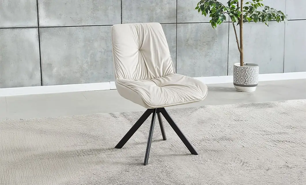 Set Masă Living Extensibilă KJT546 Gri cu 4 Scaune Tapițate KJC356 Bej