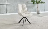 Set Masă Living Extensibilă KJT546 Gri cu 4 Scaune Tapițate KJC356 Bej
