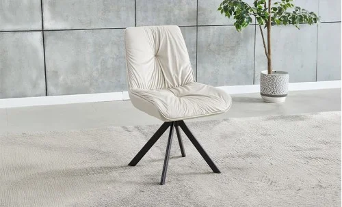Set Masă Living Extensibilă KJT546 Gri cu 4 Scaune Tapițate KJC356 Bej