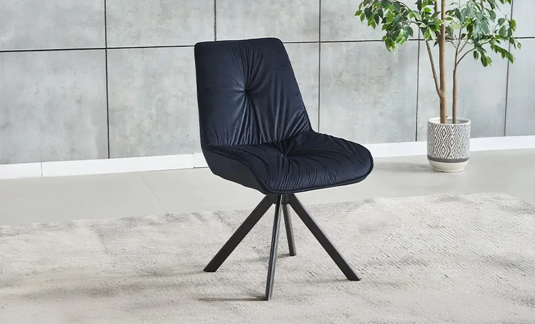 Set Masă Living Extensibilă KJT4711-1 Alb cu 4 Scaune Tapițate KJC356 Negre