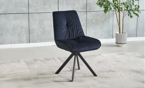 Set Masă Living Extensibilă KJT4711-1 Alb cu 4 Scaune Tapițate KJC356 Negre