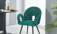 Set Masă Living Extensibilă KJT416 Neagră cu 4 Scaune KJC376 Verzi 9
