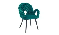 Set Masă Living Extensibilă Blat Ceramic Negru/Auriu DTM0105CS cu 6 Scaune KJC376 Verzi