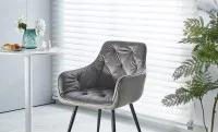 Set Masă Living Extensibilă KJT4711-1 Alb cu 4 Scaune Tapițate KJC38 Gri