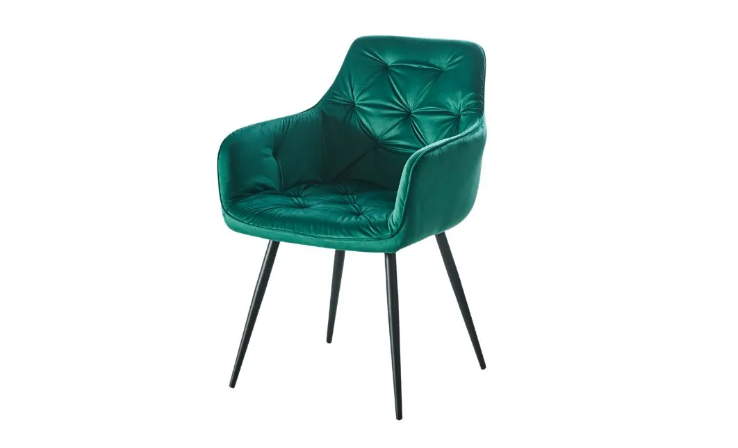 Set Masă Living Extensibilă CT242 Blat Sticlă Securizată cu 6 Scaune KJC38 Verzi
