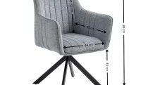 Set Masă Living Extensibilă Blat Ceramic Negru/Auriu DTM0105CS cu 6 Scaune KJC385 Gri