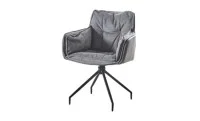 Set Masă Living Extensibilă Blat Ceramic Negru/Auriu DTM0105CS cu 6 Scaune KJC389 Gri