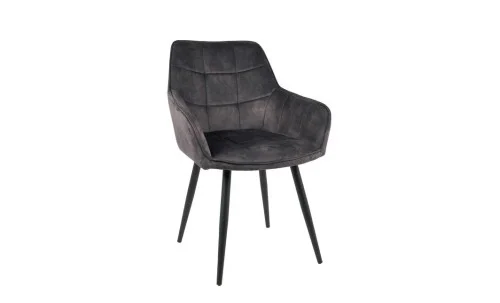 Set Masă Living Extensibilă Blat Ceramic Salvadore Gri/Negru Mat cu 4 Scaune Living KJC4344 Gri Închis