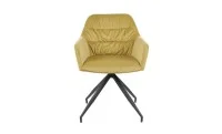 Set Masă Living Extensibilă DTM0405CS Blat Ceramic Bej cu 6 Scaune Rotative KJC4345 Muștar