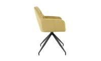 Set Masă Living Extensibilă DTM0405CS Blat Ceramic Bej cu 6 Scaune Rotative KJC4345 Muștar