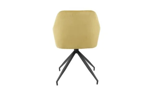 Set Masă Living Extensibilă DTM0405CS Blat Ceramic Bej cu 6 Scaune Rotative KJC4345 Muștar