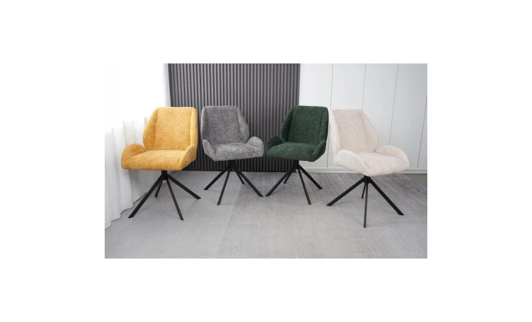 Set Masă Living Extensibilă CT163 Blat Ceramic Alb cu 4 Scaune Rotative KJC4347 Bej 7
