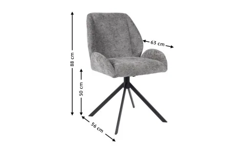 Set Masă Living Extensibilă CT163 Blat Ceramic Alb cu 4 Scaune Rotative KJC4347 Gri